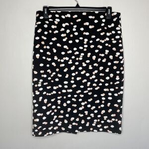 PHILOSOPHY Skirt Womens 12 Black Dot print Straight Stretch Rear Slit Career